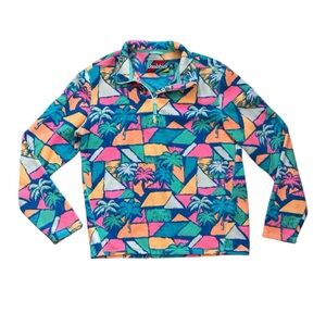 Chubbies Palmtastic Size Small Fleece Pullover Small Multicolored Geometric